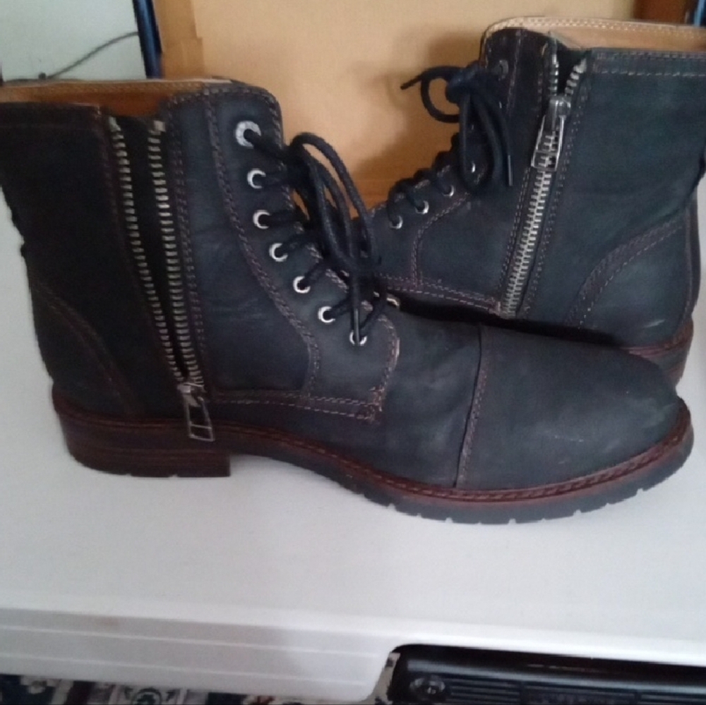 Dockers Black Combat Boots Lace-up Mid-ankle - Picture 1 of 8